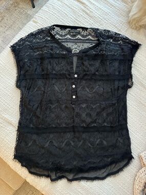 Jealous Tomato Black Lace Short Sleeve Blouse